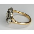 vechi inel scandinav. diamante negre & diamanat "old european cut". aur 18K & argint